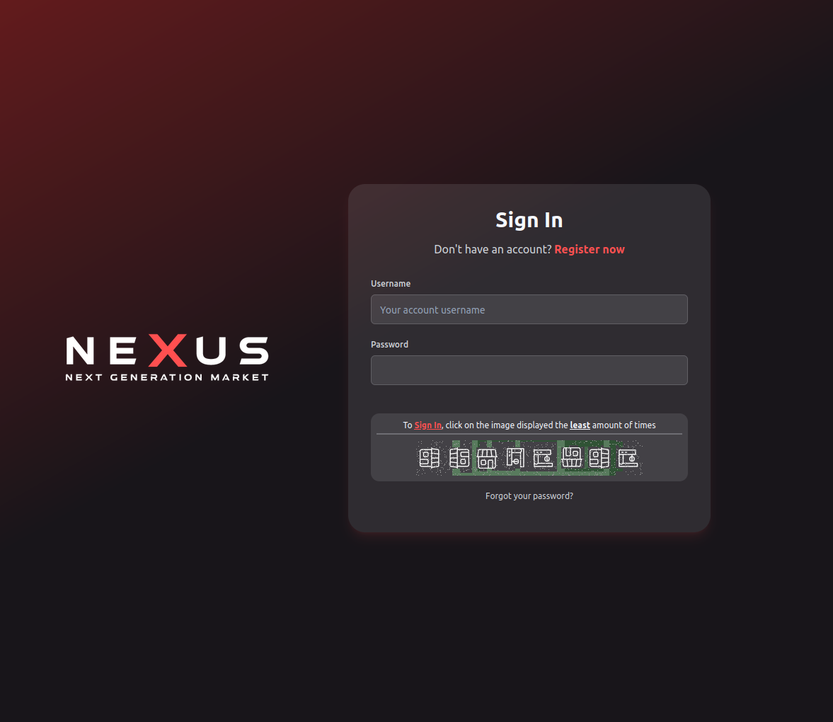 Nexus login screen with PGP authentication
